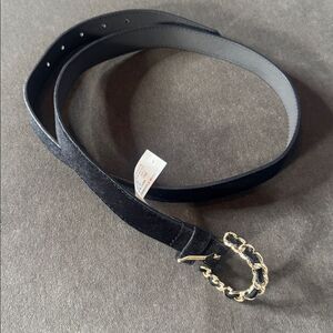 Women’s a new day Black Velvet Belt with Gold Buckle Size L NWOT